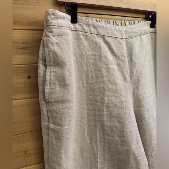 Chicos Size 3/16 Linen Ladder Trim Pull On Cropped Straight Leg Pants Breathable - Picture 5 of 11